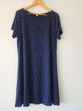 NWT | Old Navy | Navy Blue Polka Dot Short Sleeve A-Line Dress